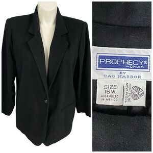 Sag Harbor Blazer Womens 16W Black  Jacket Officecore Corpcore Career Minimalist